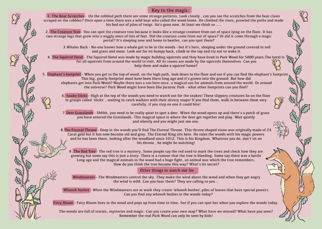 The Secret Life Of Parkwood Map- a children's guide to the Parkwood wood area