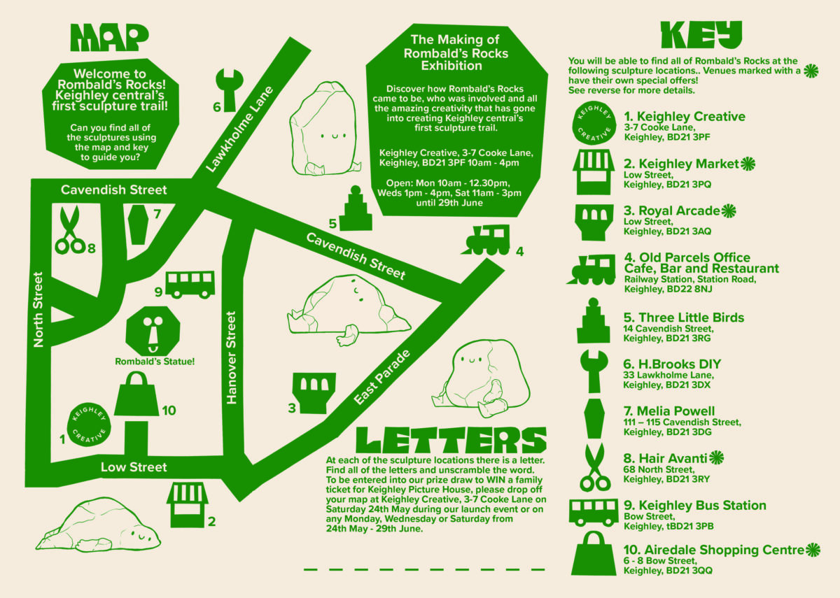 Map for the Keighley Sculpture Trail